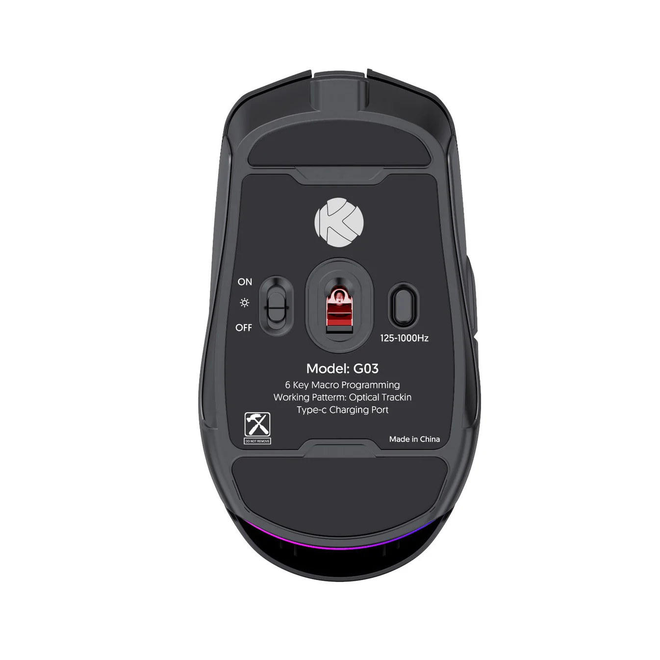 Tri-Mode Wireless Gaming Mouse Black K03 - Image 2